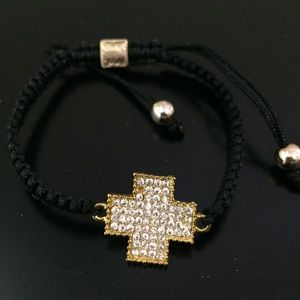 💎 BLING 💎 Rhinestone Cross Braided Pull Bracelet